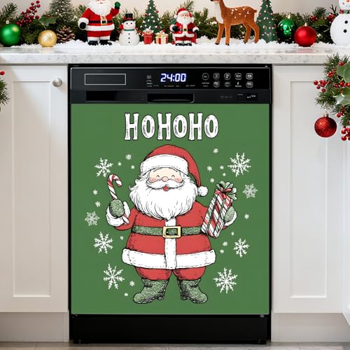 Christmas Santa Magnetic Dishwasher Cover - Reusable 23x26 Inch Kitchen Decor for Fridge, Microwave, Washing Machine - Pardick