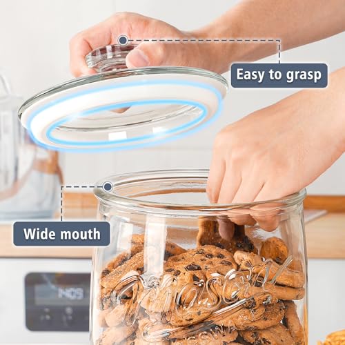 1 Gallon Glass Cookie Jar Set - Airtight Seal & Wide Mouth, 2 Pack