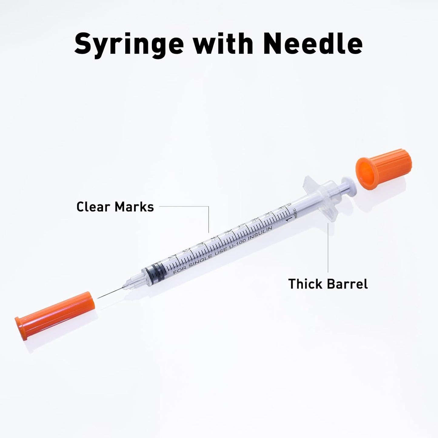 U-100 Syringe - 1cc 31 Gauge, 5/16 Inch, Individually Packed | 20 Pack for Precise Dosing
