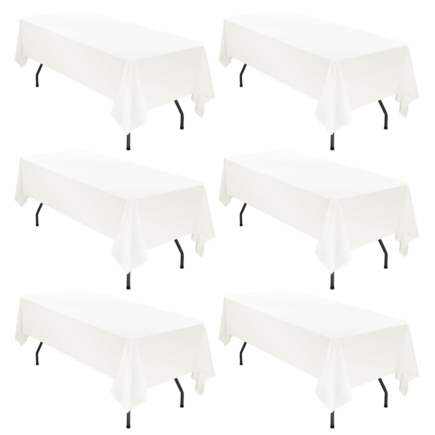 6 Pack Tablecloth 60 x102 inch Polyester Table Cloth for 6 Foot Rectangle Tables,Stain and Wrinkle Resistant Washable Fabric Table Covers Polyester Ivory Table Clothes for Wedding,Party,Banquet