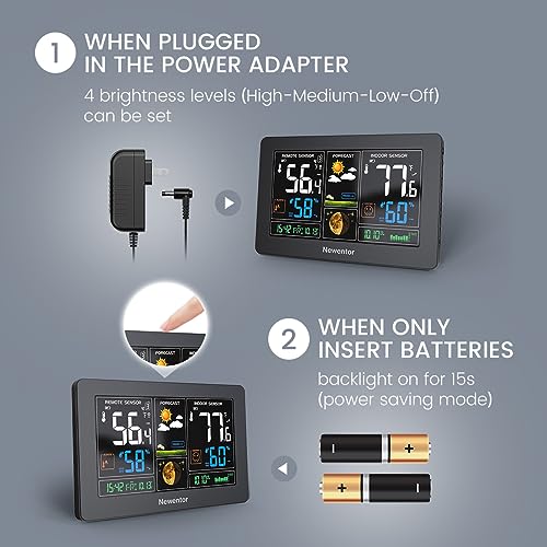 Wireless Indoor Outdoor Weather Station with 2 Sensors - Black