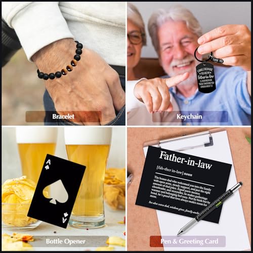 Father-in-Law Gift Set with Mug, Cap, Socks, Jewelry & More - 10 Pcs