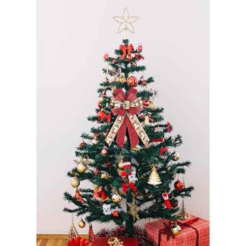 Large Christmas Bow for Wreath, Christmas Wreath Bow Red Jingle Bell Bow for Front Door Wall Fence Decor Christmas Tree Topper Bow for Christmas Winter Party Home Decoration Supplies