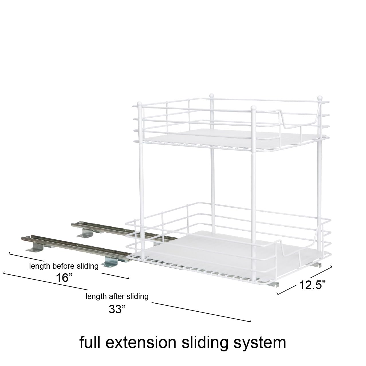 Household Essentials White Steel Two-Tier Pantry Organizer with Plastic Accents