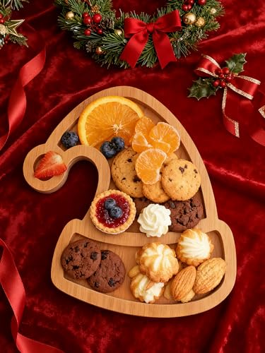 Christmas Hat Cheese Board & Serving Platter - Wooden Fruit Plate & Candy Tray