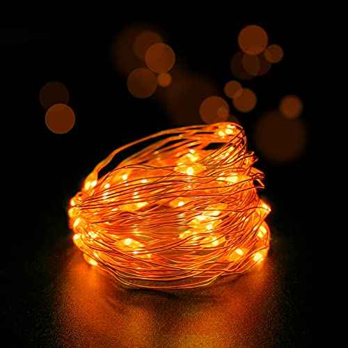 with Timer Function Battery Operated Dewdrop Led Lights,Mini Fairy Lights for Home Parties Christmas/Halloween Holiday Decoration,6 Hours on/18 Hours Off,30 LEDs,10 Feet (Orange, 2)