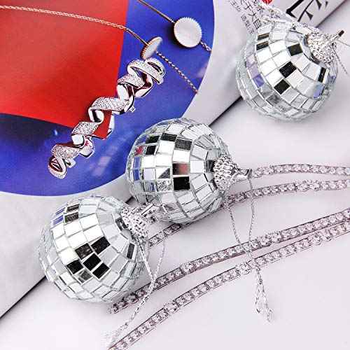 12 Pcs Silver Disco Mirror Ball for Party Decoration, Christmas Tree Wedding Birthday Party Ornaments(4CM)