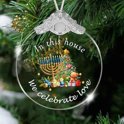 Christmas Ornaments Hanukkah Ornaments for Tree Jewish Chanukah Gifts for Men Women Adults Hanukkah Decorations Indoor Home Festival Holiday Crystal Hanging Ornament 2025 Keepsake Gift Family Friends