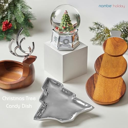 Nambe 11.5-Inch Christmas Tree Candy Dish - Holiday Serveware