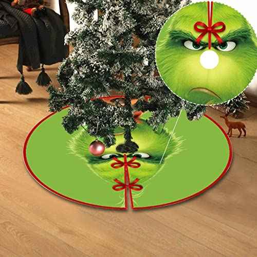 Christmas Tree Skirt Christmas Decorations - 36 Inch Green Soft Xmas Tree Mat for Winter New Year Holiday Party Ornaments