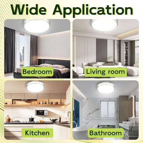 Hykolity 16-Inch Brushed Nickel Dimmable LED Flush Mount Ceiling Light - 2200LM