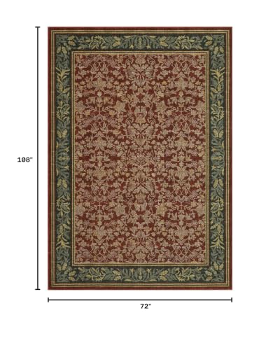 GarveeHome 6x9 Washable Boho Red Living Room Rug - Non-Slip 0.2" Pile