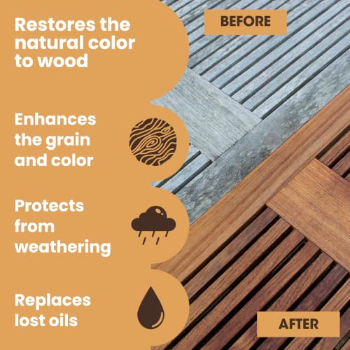 Furniture Clinic Teak Oil 169.07 Fl Oz - Protects Indoor & Outdoor Wood Furniture