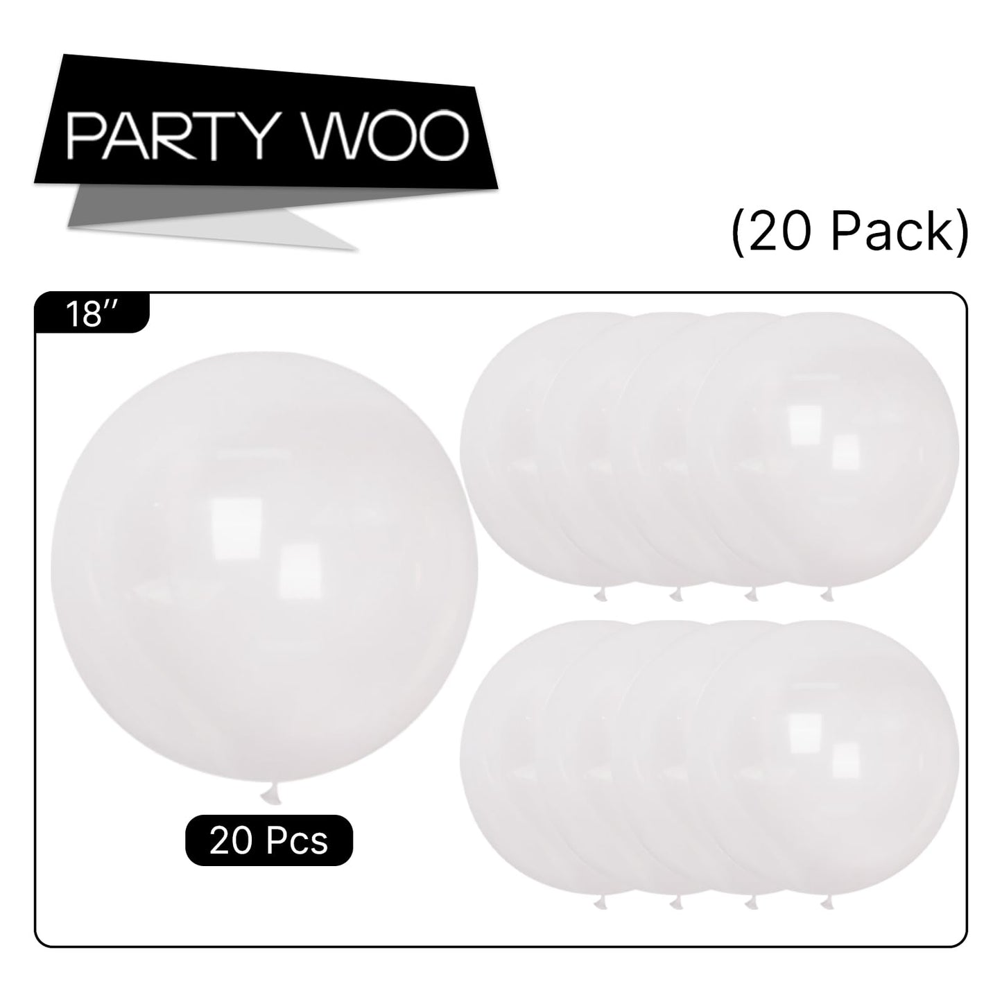 PartyWoo Clear Balloons 20pcs 18 Inch Transparent Latex Helium Balloons for Graduation Wedding Baby Shower Bridal Shower Engagement Gender Reveal Anniversary Birthday Party Decorations Clear-Y2