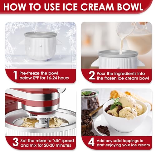 Ice Cream Maker Attachment for KitchenAid 2 QT Freezer Bowl - White