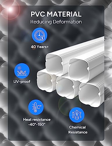 White 4'' x 23Ft Mini Split Line Set Cover UV-Proof PVC Pipe