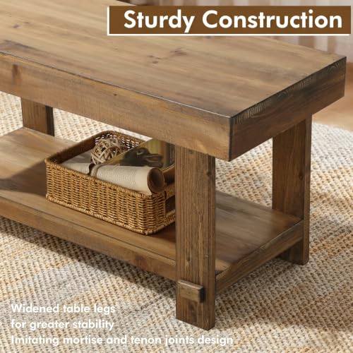 42.6-Inch Solid Wood Entryway Bench Farmhouse Narrow Storage Seat