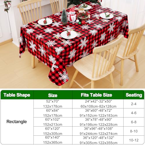 Smiry Black & Red 60" x 120" Wipeable Buffalo Check Vinyl Tablecloth with Flannel Backing