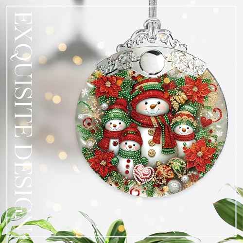 Stained Glass Effection Snowman Ornament, Christmas Sun Catchers, Family Xmas Ornaments, 2025 Christmas Ornament, Christian Gift for Women, White Elephant Gifts for Adults, Gifts for Coworkers