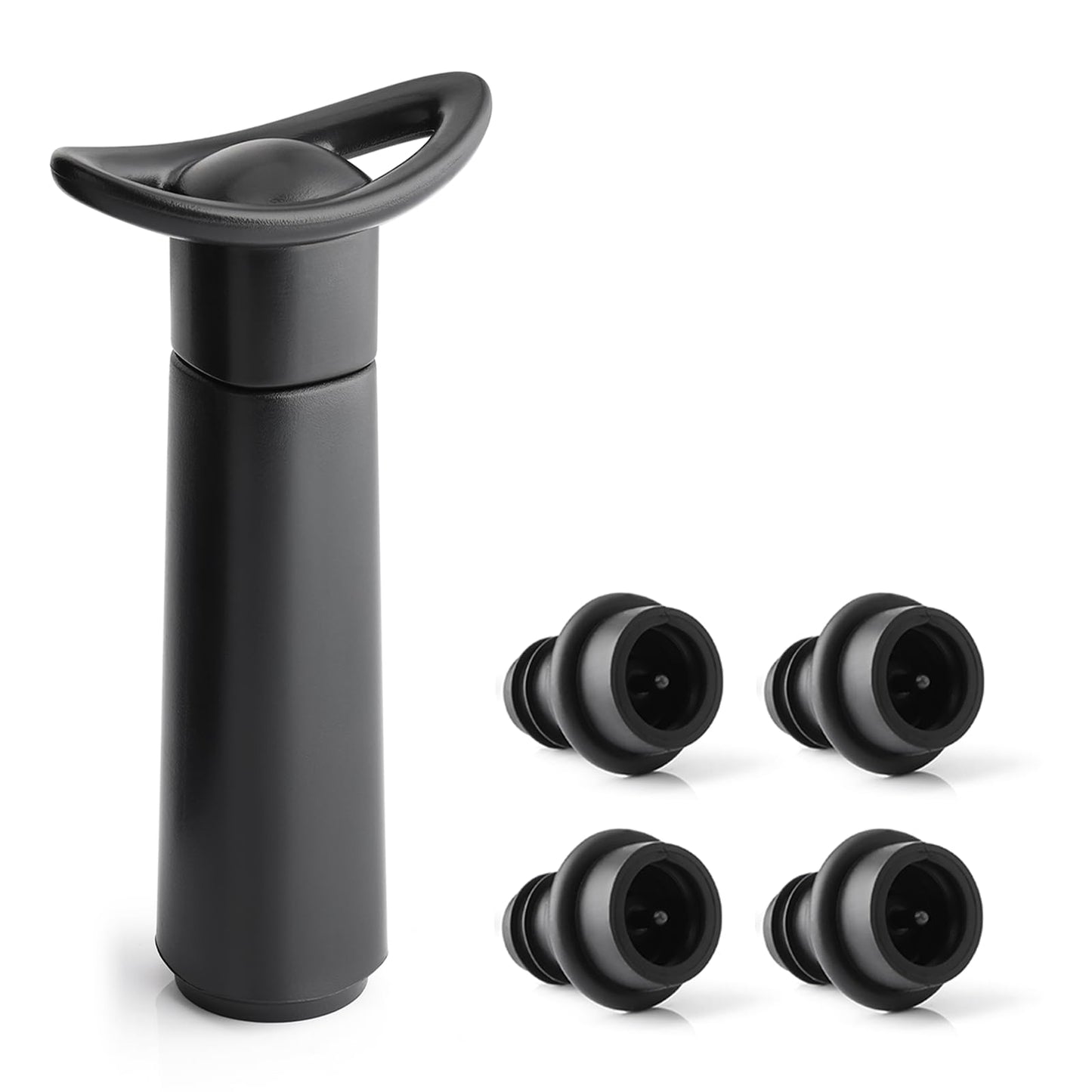 OWO Wine Vacuum Pump and 4 Stopper, Wine Saver & Preserver, Reusable Air Remover Pump Keeps Fresh