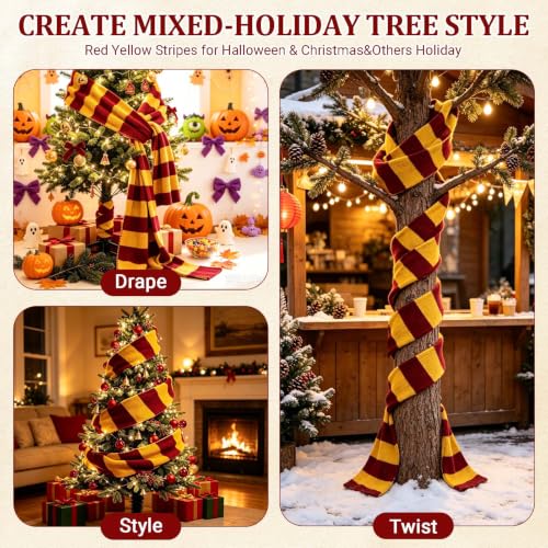 2 Pcs Wizard Knitted Christmas Tree Garland Scarf (10 ft) – 6.7in Width, Wizard Decor by Voccos