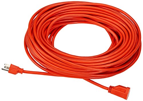100 ft Outdoor Indoor Extension Cord - Heavy Duty Vinyl Power Cable, 3-Prong, Orange, 10 Amps