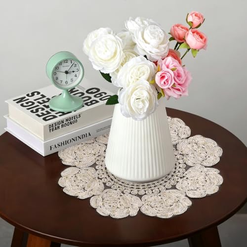 Embroidered Lace Doilies Placemats Set of 6, 12 Inch Non Slip Retro
