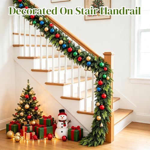 Real Touch Cedar Garland 6 ft – Christmas Mantle Decor by YHAOGALI, 1 Pack