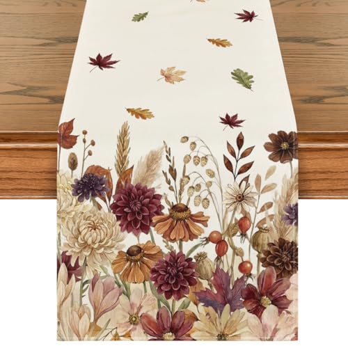 Artoid Mode 13 x 120 Inch Fall Table Runner Beige Polyester Home Decor