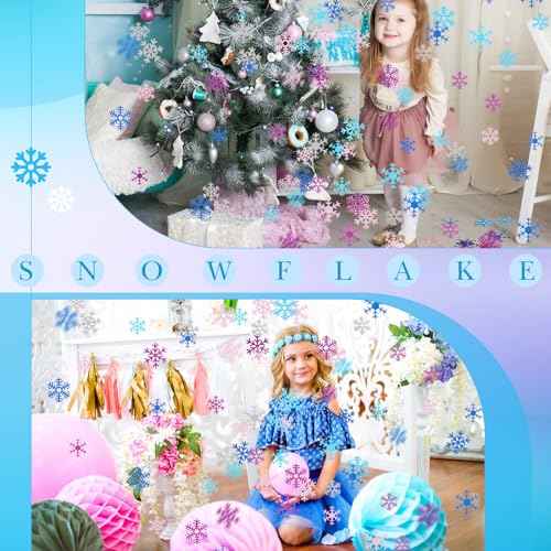 Pasimy 200 Pcs Glitter Snowflakes Confetti Frozen Birthday Table Decorations Iridescent Snowflakes Paper Confetti Holiday Table Sprinkle for Birthday Wedding Baby Shower Winter Wonderland Party Decor