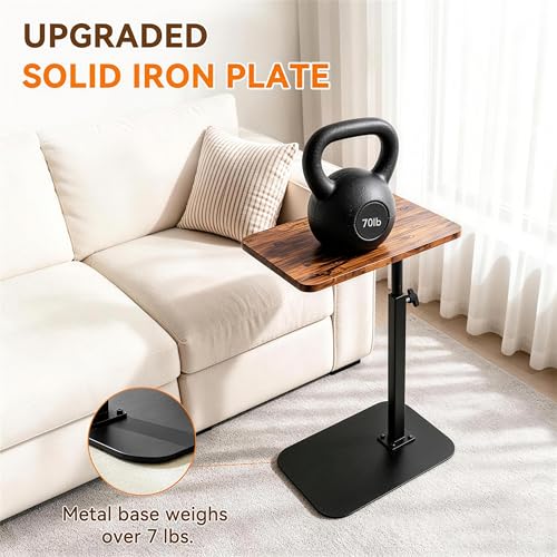 Adjustable C-Shaped Side Table with Steel Base for Couch Bed or Desk