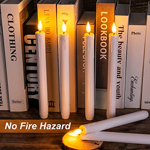 Homemory 6 Pack White Flameless Taper Candles with Remote & Timer - 9.6 Inch LED CandleSticks for Holiday Decor