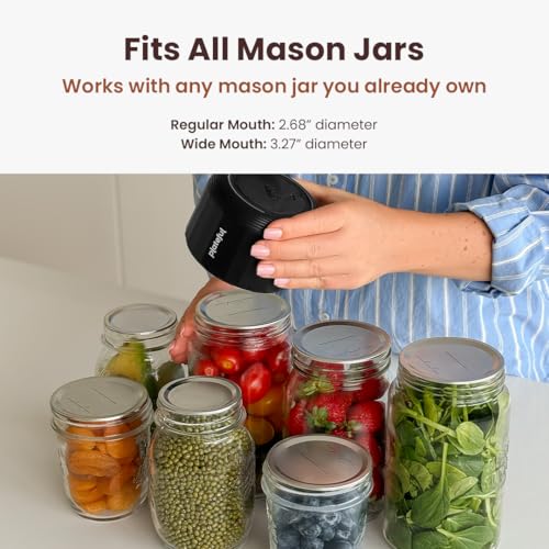 VacuFresh Cordless Vacuum Sealer for Mason Jars - 10 Lids Included, Variation 10