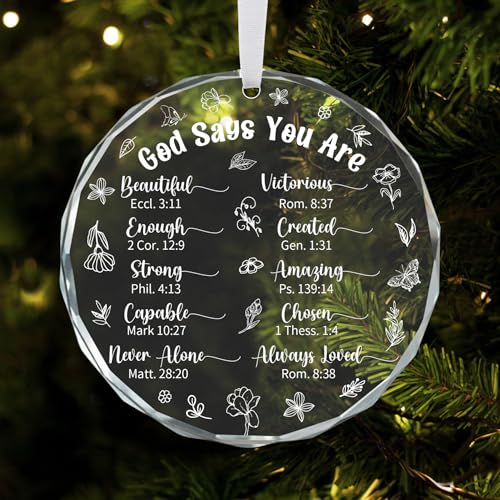 SHGAHINA Style 1 Christian Crystal Glass Ornament - Inspirational Bible Verse Christmas Decoration