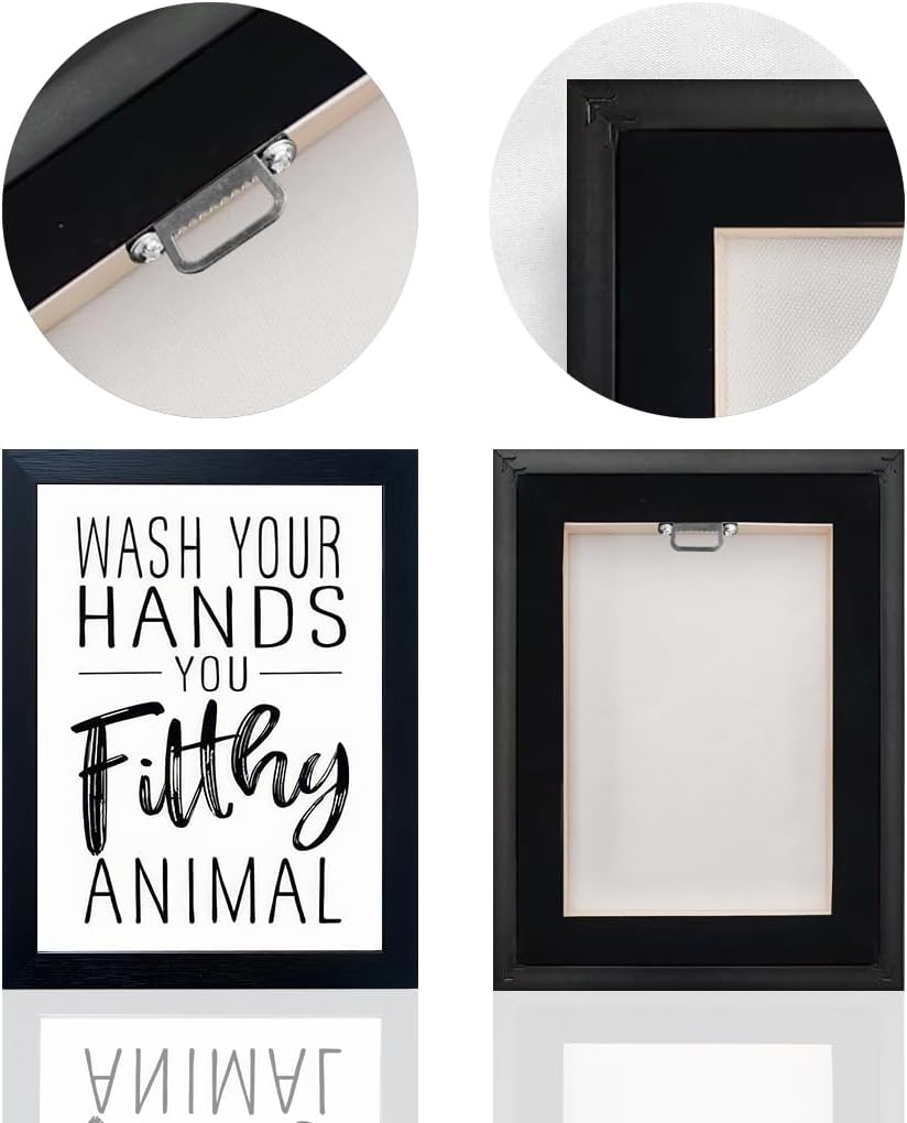 Skiennix Bathroom Decor Wall Art - Black and White Framed Prints for Guest Toilets & Kids' Washrooms