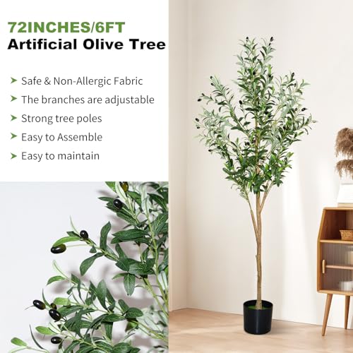 6ft Faux Olive Tree, Artificial Tree Indoor, High Imitation Silk