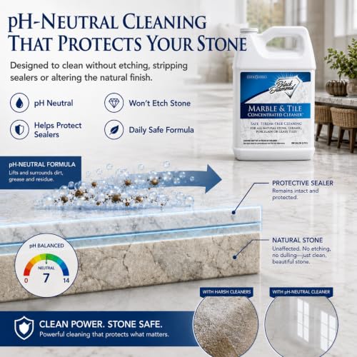 Black Diamond Stoneworks Marble & Tile Floor Cleaner 128 Fl Oz - No-Rinse Concentrate for Natural Stone