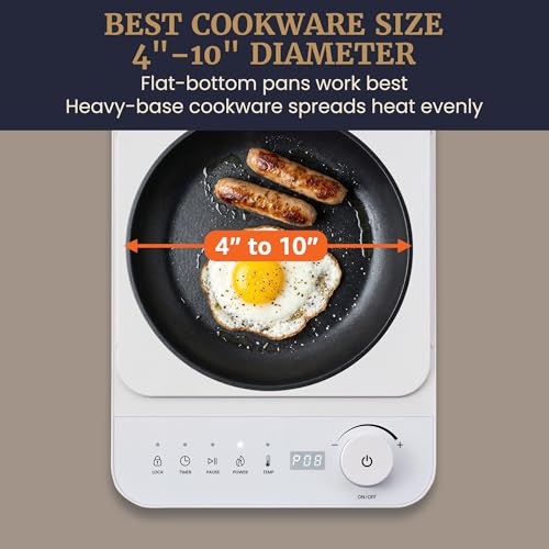Portable Induction Cooktop 1500W Slim Space-Saving Electric Stove - White