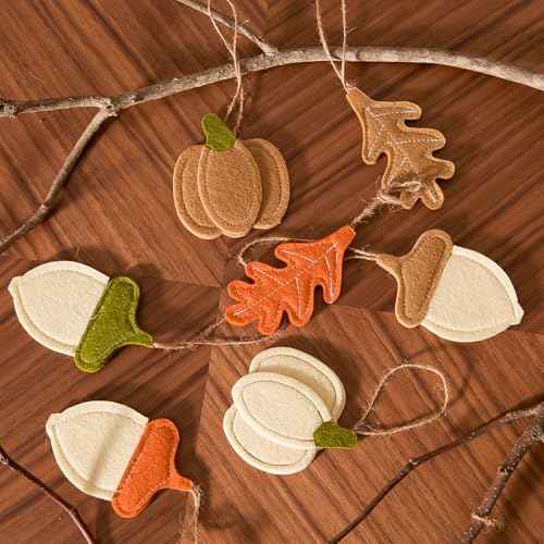 DN DECONATION 12PCS Fall Tree Decorations Felt Ornaments, Felt Pinecones Leaves Mini Pumpkins Ornament Set for Small Tree Thanksgiving Harvest Autumn Fall Hanging Decor