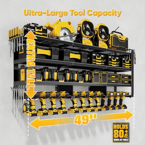 49-Inch Power Tool Organizer Wall Mount - Heavy Duty Garage Storage Rack