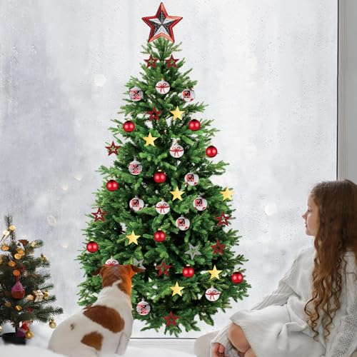 Kasubeso Large Christmas Tree Wall Decal 66x35 in - Removable DIY Holiday Wall Decor