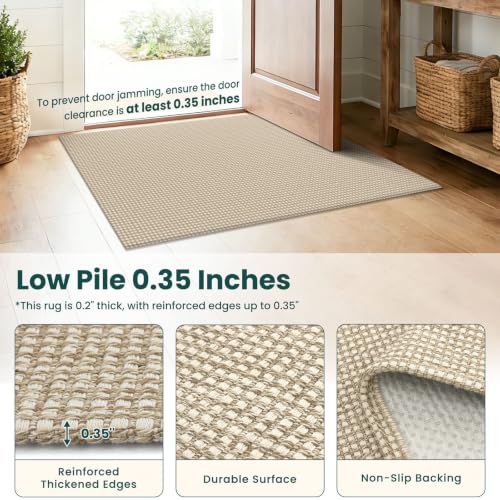 Oatmeal Beige Braided Runner Rug 2.5x20 ft Washable Non-Slip Kitchen Floor Carpet