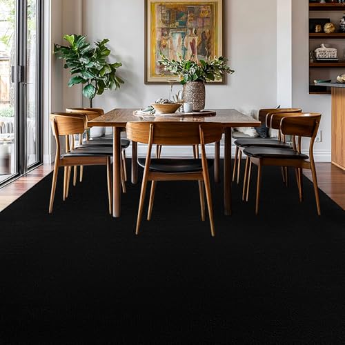qulint Black Rug for Living Room, 8x10 Area Rugs Bedroom Soft Non Slip