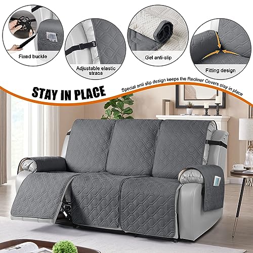 VANSOFY Waterproof Recliner Couch Cover 3 Seater Dark Gray Washable