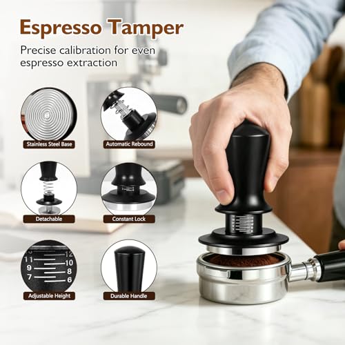 54mm Espresso Accessories Kit - 7-Piece Coffee Tool Set with Tamping Station