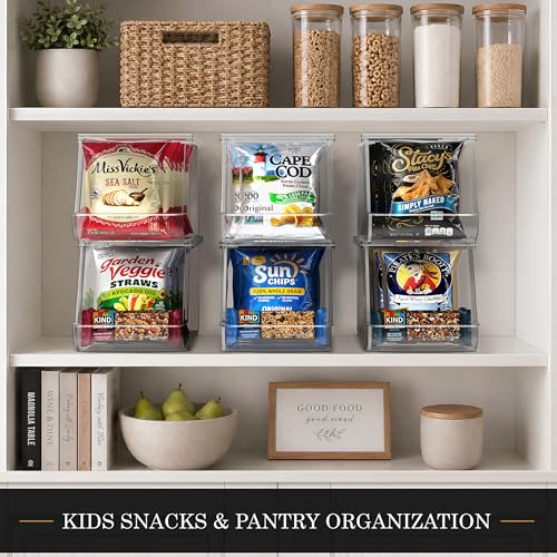 Sorbus 4 Pack Stackable Snack Organizer Bins for Pantry & Kitchen