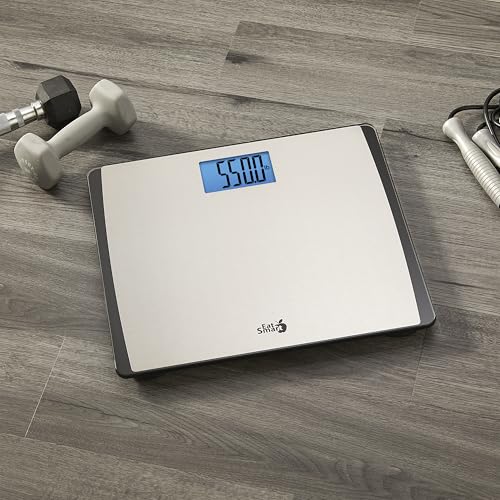 EatSmart Digital Bathroom Scale 550 lb Capacity - Large Platform, ESBS-56, Silver