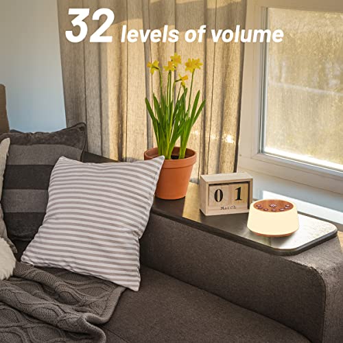 Wood Grain Color Noise Sound Machine with 10 Night Lights 25 Soothing Sounds