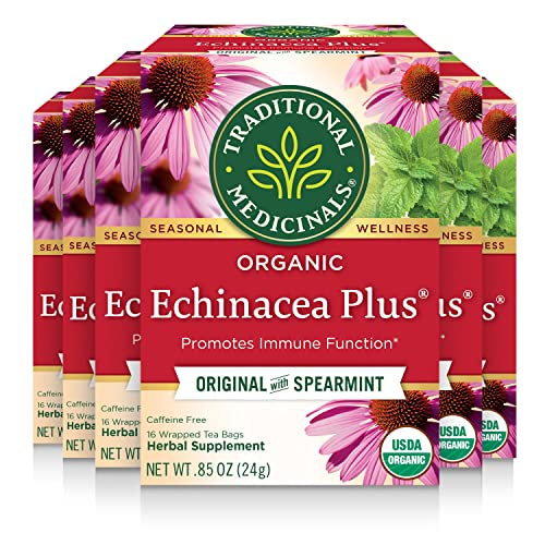 Traditional Medicinals Organic Echinacea Plus Spearmint Tea - 96 Bags, Pack of 6