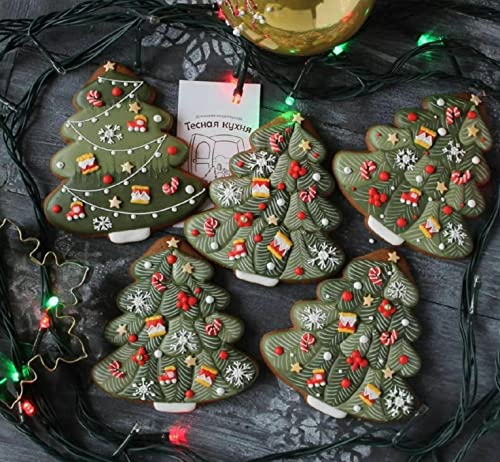 Christmas Tree Cookie Cutter Set (3 Pieces) with Recipe Booklet – Trees Variation – Stainless Steel